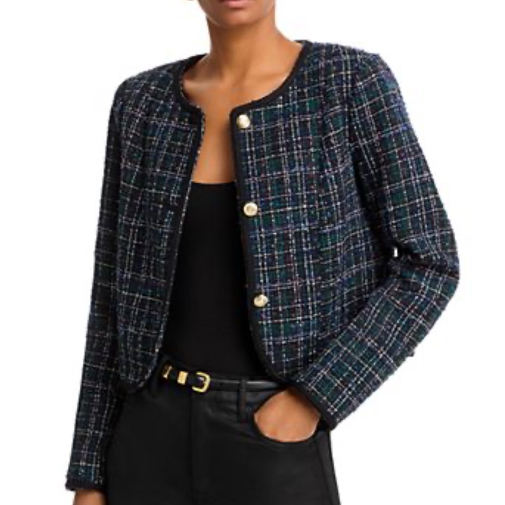 NWT Aqua Tweed Blazer with Gold Buttons - Bloomingdale’s exclusive